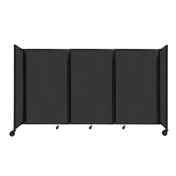Room Divider 360 Folding Portable Partition 8'6" x 5' Black Fabric